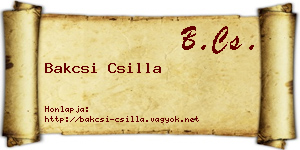 Bakcsi Csilla névjegykártya